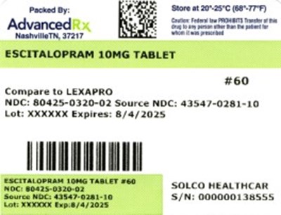 label 2 - Escitalopram 10mg 80425 0320 02